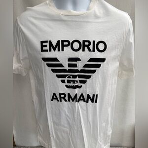 Emporio Armani White Tee with Black Eagle Logo